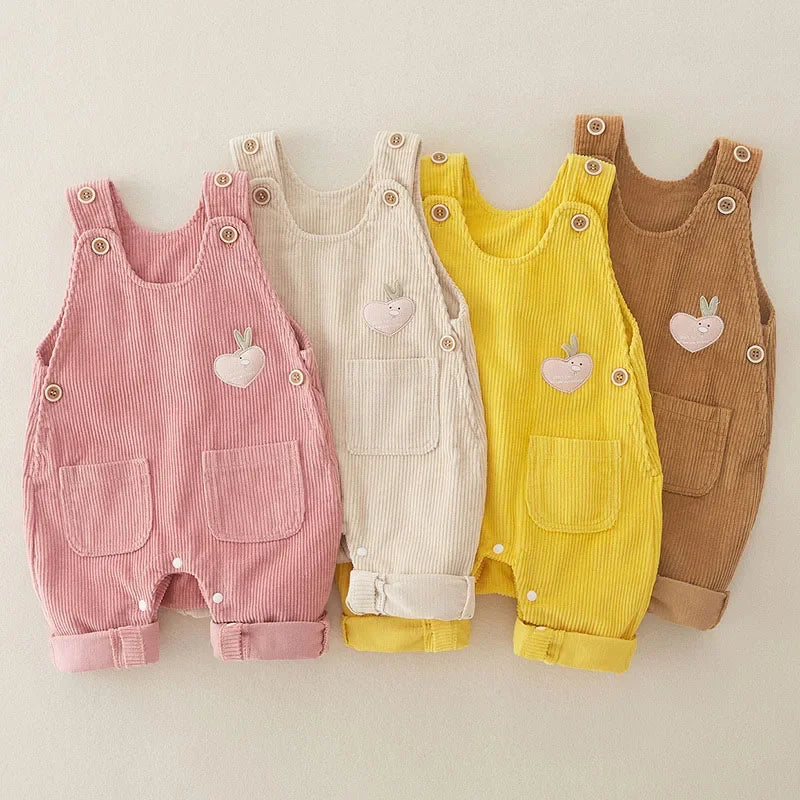 New Autumn Baby Rompers 0-3Y Toddler Solid Color Pit Strip Overall Infant Girls Cute Corduroy Pants