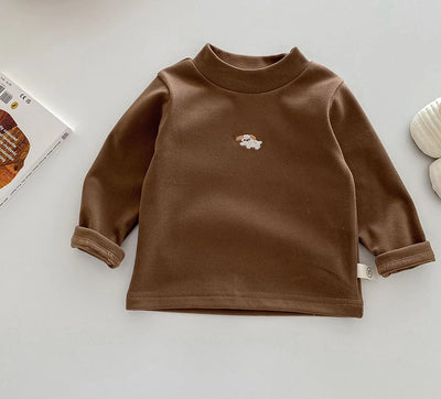 1-5 Y Kids Clothes Turtleneck Girls Blouse Fashion Cartoon Girls Shirt Heating Fabric Warm Base Tops