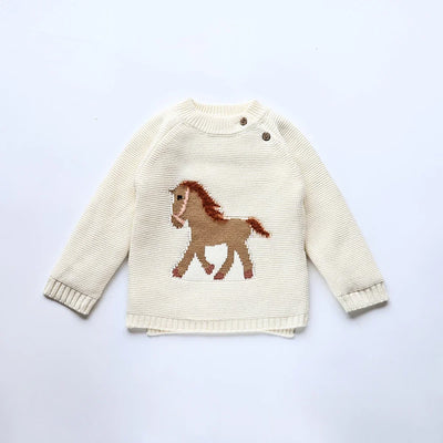Winter New Cartoon Kids Baby Sweaters Fur Lining Kids Knitwear Fleece Boys Pullover Coat