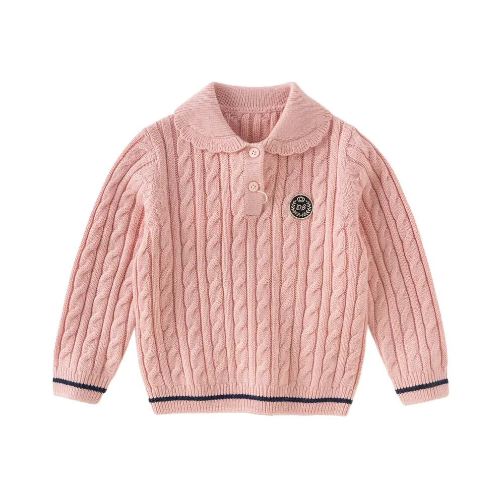 Dave Bella Autumn Girls Baby Children Knitted Sweater Pullover Sweet Cute Kids Gentle Knitwear College Style Warm DB4254789