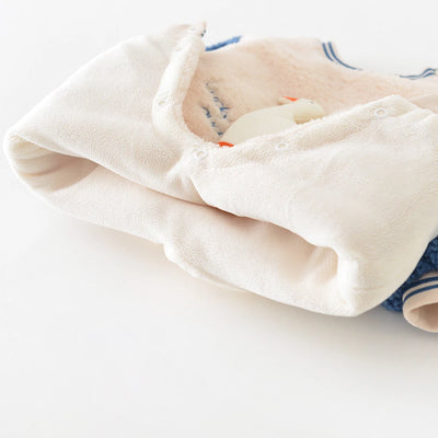 New Winter Baby Rompers 3-24M Cartoon Duck Toddler Girls Thicken Jumpsuit Cute Color Blocking Loose Infant One Piece