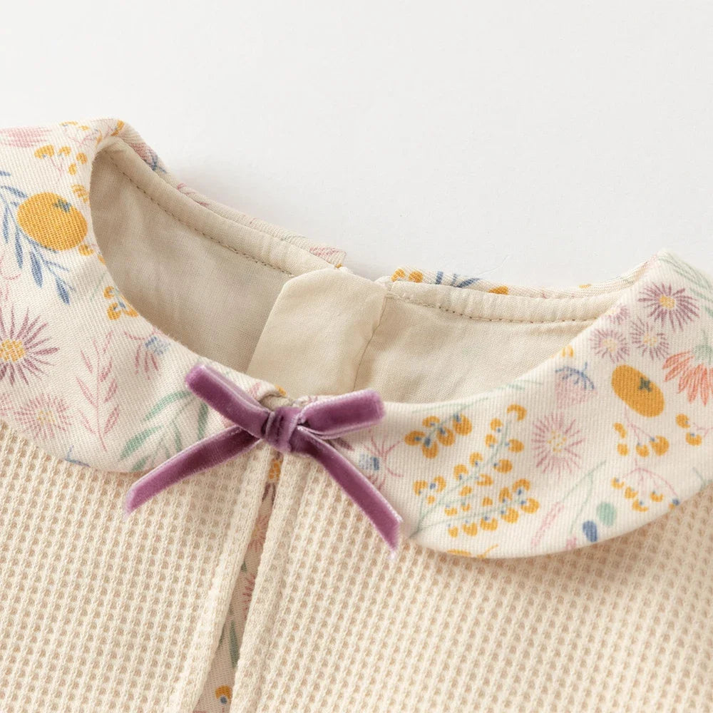 Dave Bella Autumn Girl Baby Princess Dress Sweet Cute Floral Print Kids Fake Two Piece Long Sleeved Dress Party Gentle DB3252835