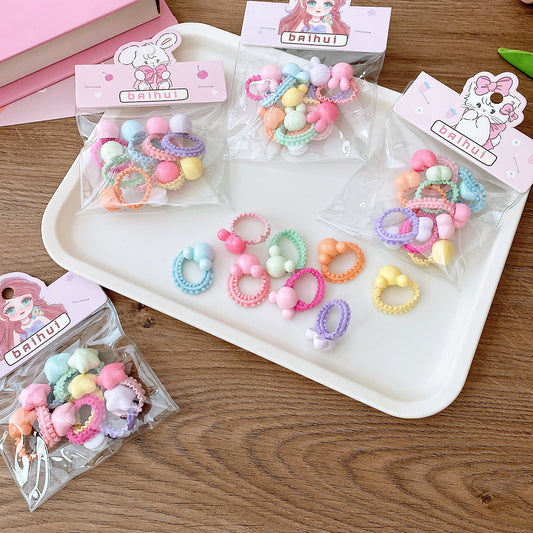 8 Bags Candy Color Small Size Children Ruffles Hair Rope