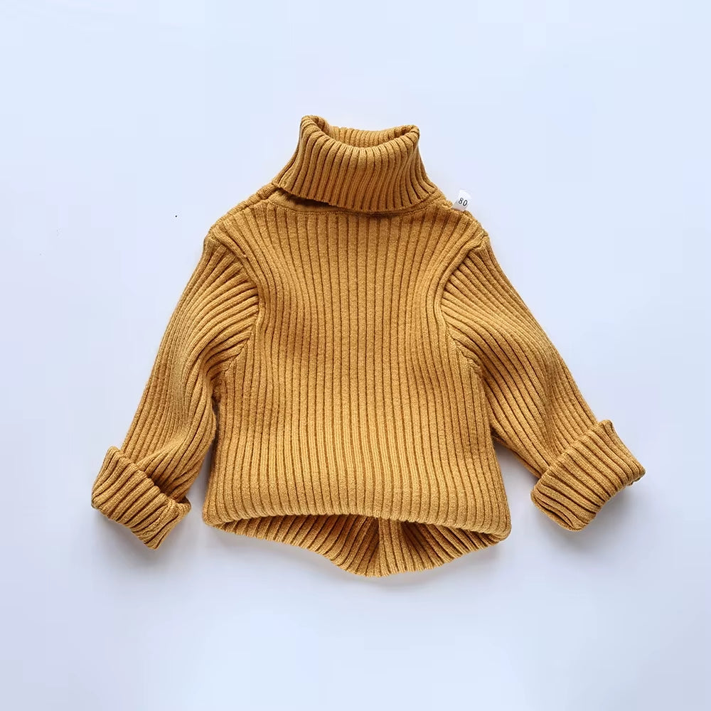 Autumn Soft Tight Unisex Kids Knitwear Sweaters Solid Multi Color Girls Sweater Brief Boys Pullover Turtleneck Outwear