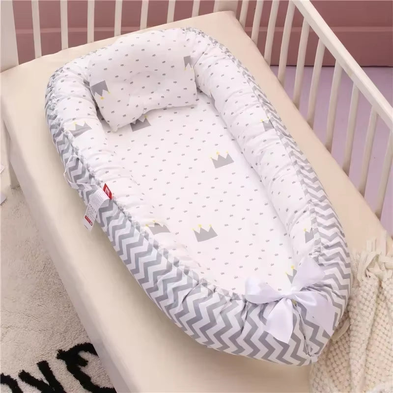 Travel Bed Infant Toddler Cotton Cradle for Newborn Baby Bed Bassinet Bumper New 85*50Cm Baby Nest Bed with Pillow Portable Crib