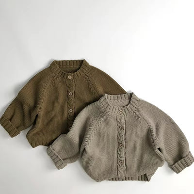 Korean Style Children'S Sweater 1-6Y Boys Loose Cardigans Coat Girls Knitted Retro Casual Outwear Top