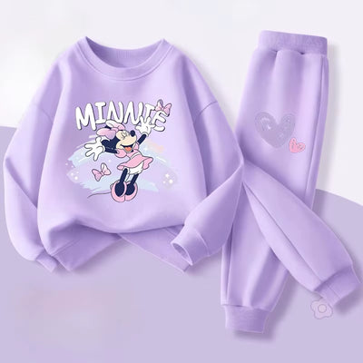 Purple Series  Print Spring New Style Children'S Clothing Sets Girls Casual Sweatsuit Kids Pullover Long Pant 2Cps Set