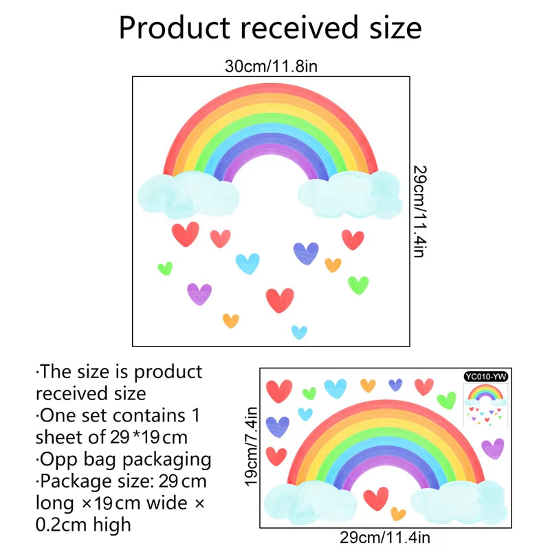Cartoon Rainbow Luminous Wall Stickers Glow in the Dark Cloud Heart DIY Wall Decal for Baby Kids Room Nursery Home Decorations
