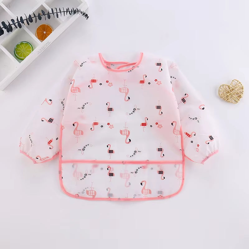 Waterproof Full Sleeve Baby Bibs Children Apron Long Sleeve Feeding Smock Kids Eating Breastplate Infant Scarf Clothing