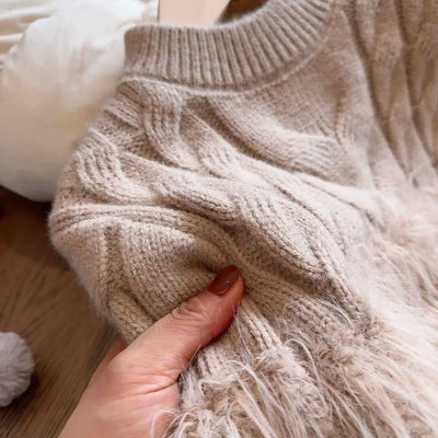 Girls Autumn Winter Sweater 2024 New Girls Baby Korean Fashion Outerwear Solid Color Design Versatile Loose Girls Top