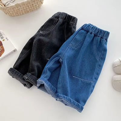 New Autumn Kids Jeans 9M-5T Children Girls Solid Color Denim Blue Pants Baby Boys Cute Casual Trousers