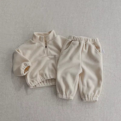 New Autumn Baby Sports Suit Toddler Fleece Solid Color Hoodies Suit Infant Outfit 2PCS