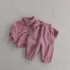 New Autumn Baby Sports Suit Toddler Fleece Solid Color Hoodies Suit Infant Outfit 2PCS