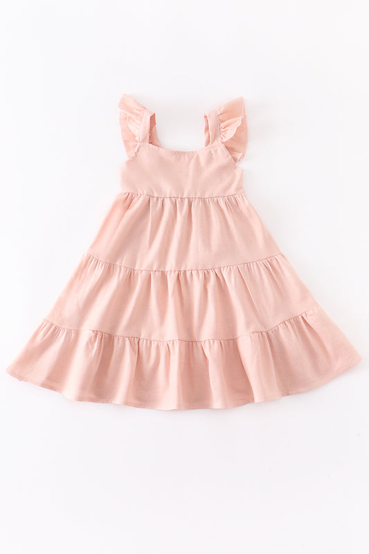 Baby Girls Chlidren Clothes Solid Color Dress Knee