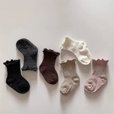 5 Pairs/Lot  New Spring Baby Socks Kids Cute Solid Color in Tube Socks Children Girls Socks