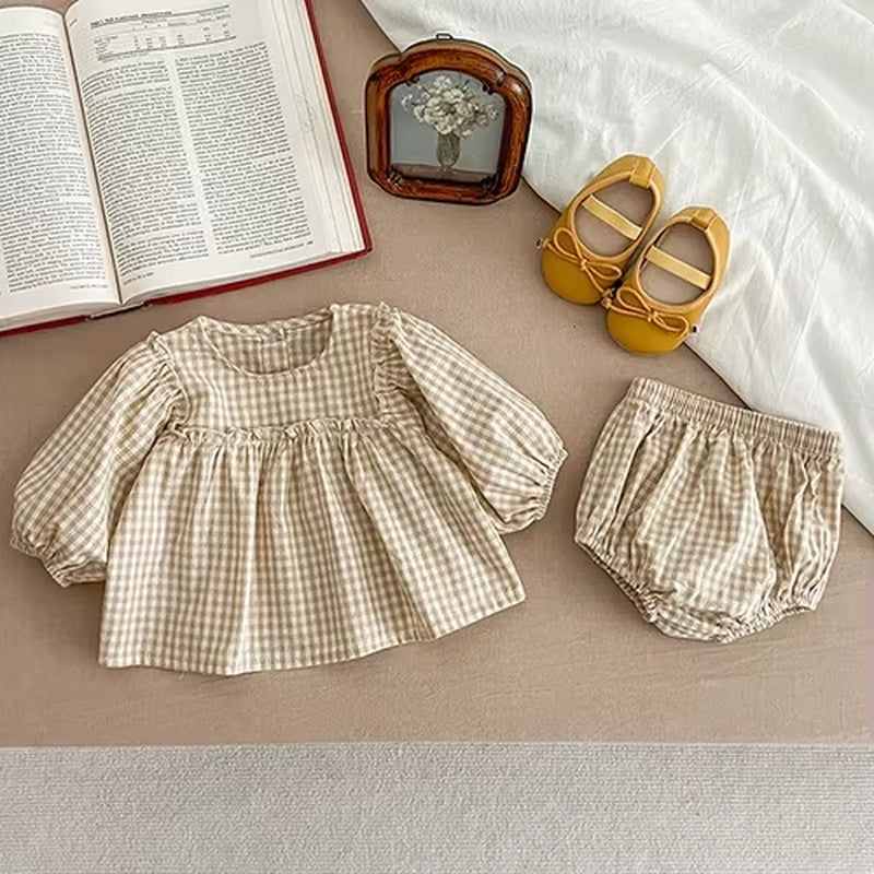 2024 New Autumn Newborn Baby Girls Clothing Set Long Sleeved Solid Color Knitted Pullover+Pants Toddler Baby Girl Clothes Suit