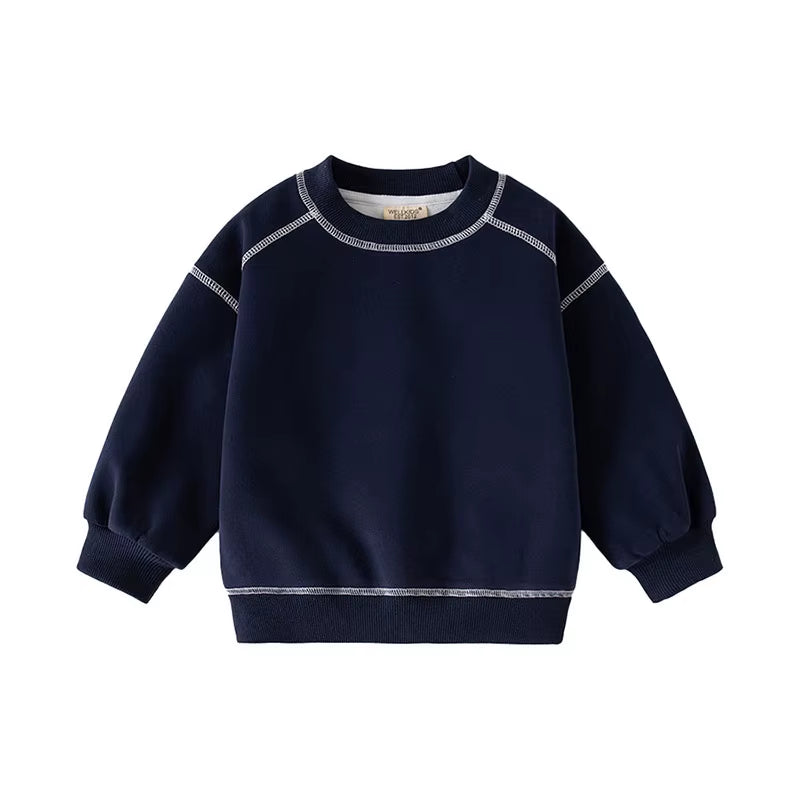 New Spring Kids Hoodie 2-6T Girls Cute Contrast Color Pullover Thin Style Children Loose Boys Sweatshirt