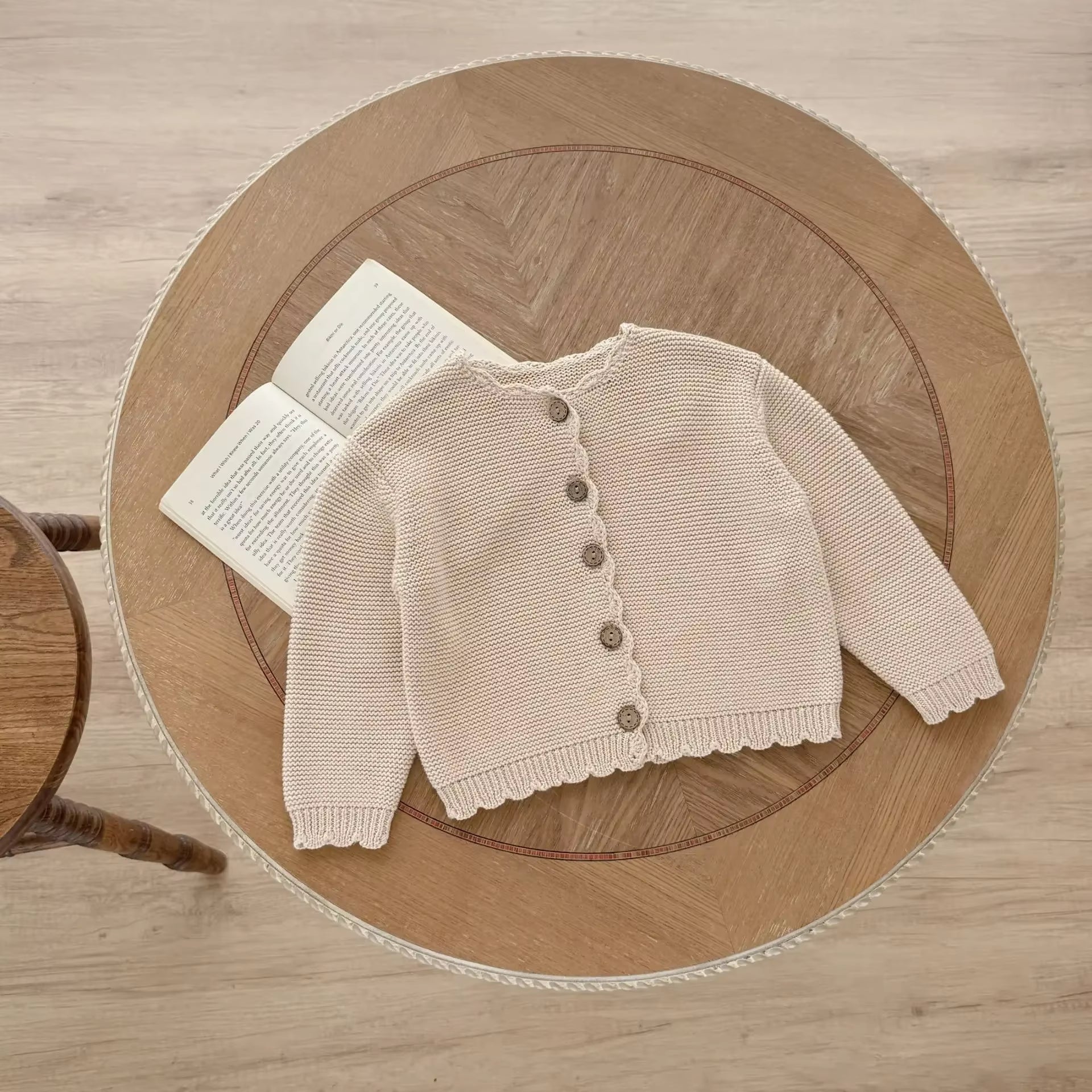 0-3Y Newborn Knitted Cardigan Baby Girl Boy Cotton Handmade Scalloped Long Sleeve Button down Sweater Autumn Winter Outerwear