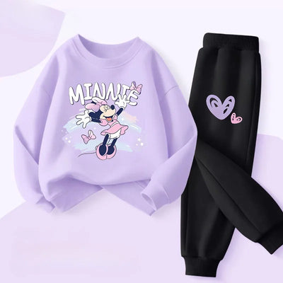 Purple Series  Print Spring New Style Children'S Clothing Sets Girls Casual Sweatsuit Kids Pullover Long Pant 2Cps Set