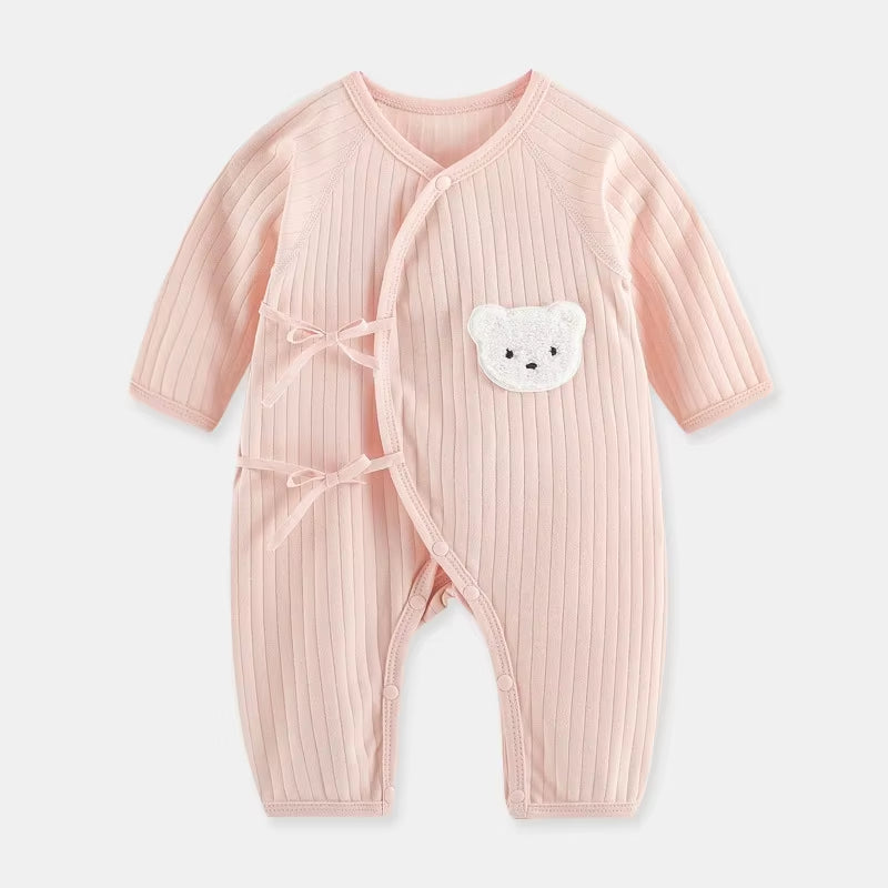 Boys Girls One Piece Outfit 100% Cotton Newborn Baby Long Sleeve Romper Infant Solid Knitting Thin Jumpsuit for Seasons