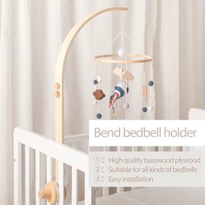 Baby Wooden Bed Bell Bend Bracket Mobile Hanging Rattles Toys Newborn Music Box Holder Bracket Infant Crib Toy Arm Bracket Gifts