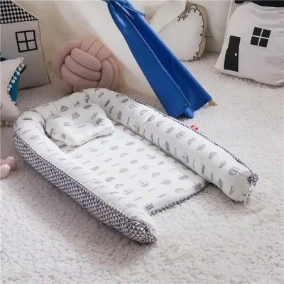 Travel Bed Infant Toddler Cotton Cradle for Newborn Baby Bed Bassinet Bumper New 85*50Cm Baby Nest Bed with Pillow Portable Crib