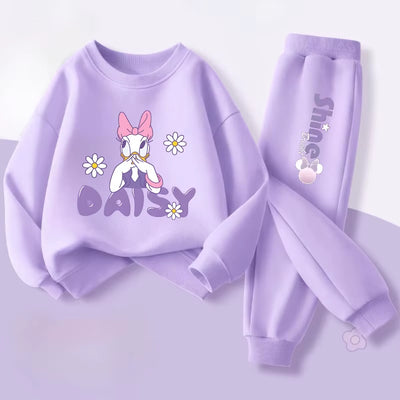 Purple Series  Print Spring New Style Children'S Clothing Sets Girls Casual Sweatsuit Kids Pullover Long Pant 2Cps Set
