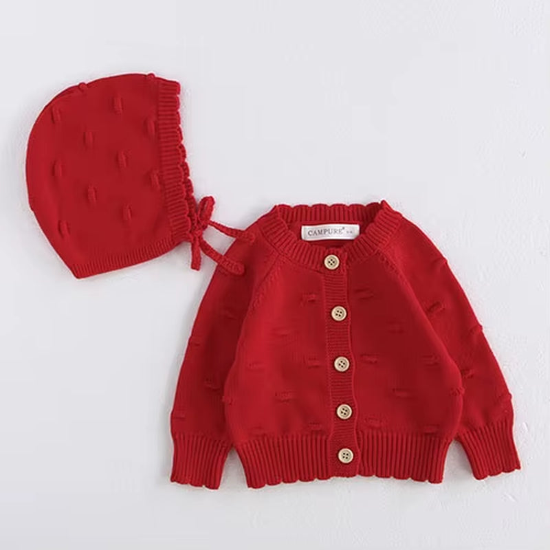 2025 New Autumn 0-3Yrs Toddler Baby Girl Knitting Cardigan Coat Long Sleeved Solid Color Newborn Baby Girls Sweater Coat