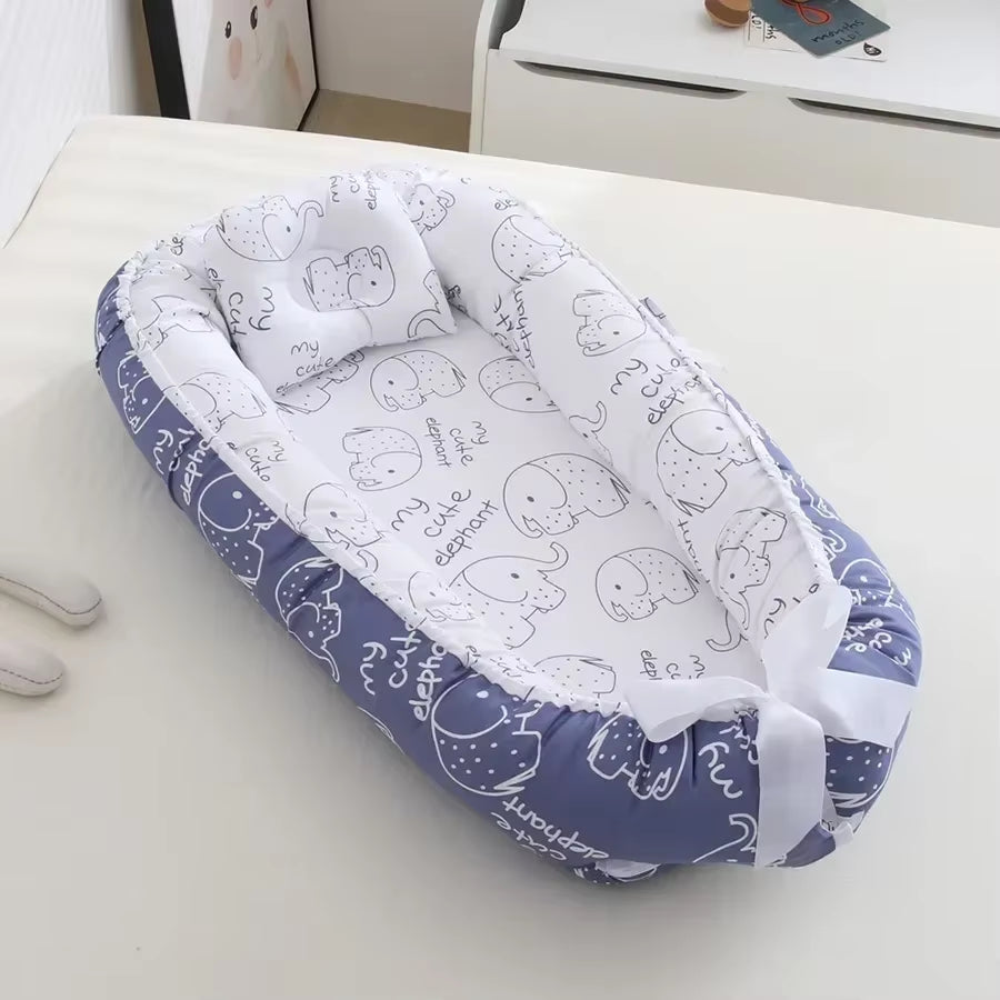 Travel Bed Infant Toddler Cotton Cradle for Newborn Baby Bed Bassinet Bumper New 85*50Cm Baby Nest Bed with Pillow Portable Crib