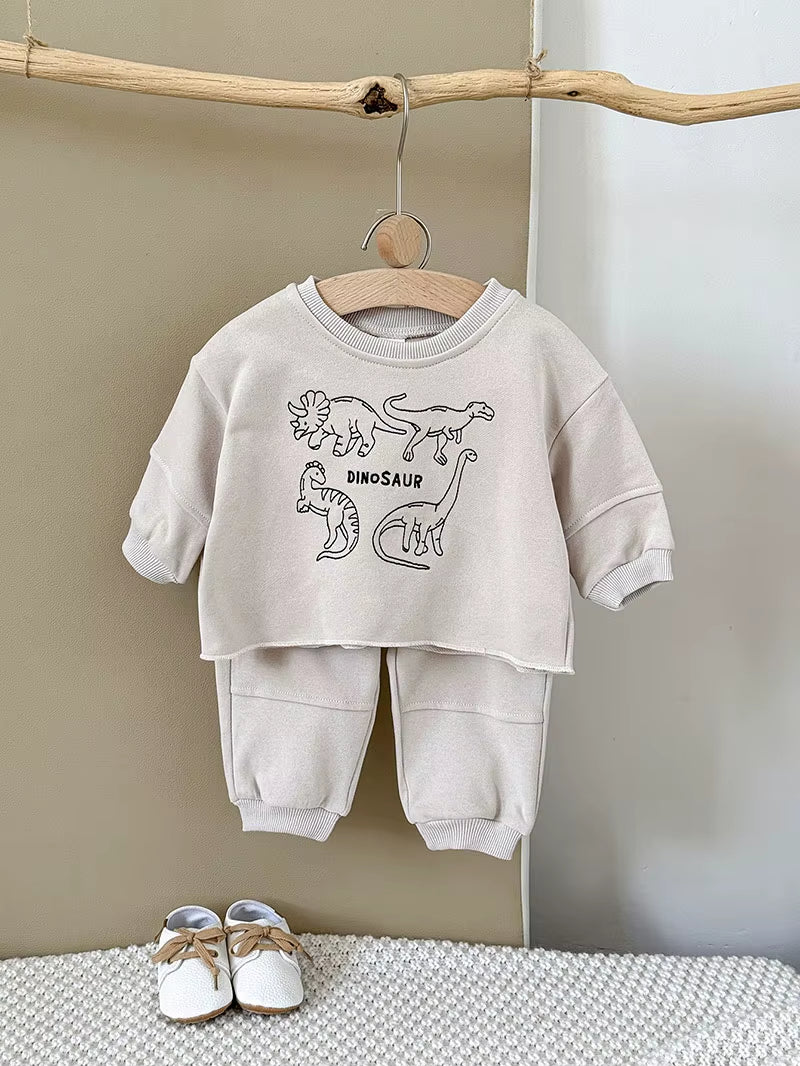 New Autumn Baby Clothes Set 1-18M Cartoon Dinosaur Toddler Girls Hoodie +Pants Cute Loose Korean Version Infant Outfit
