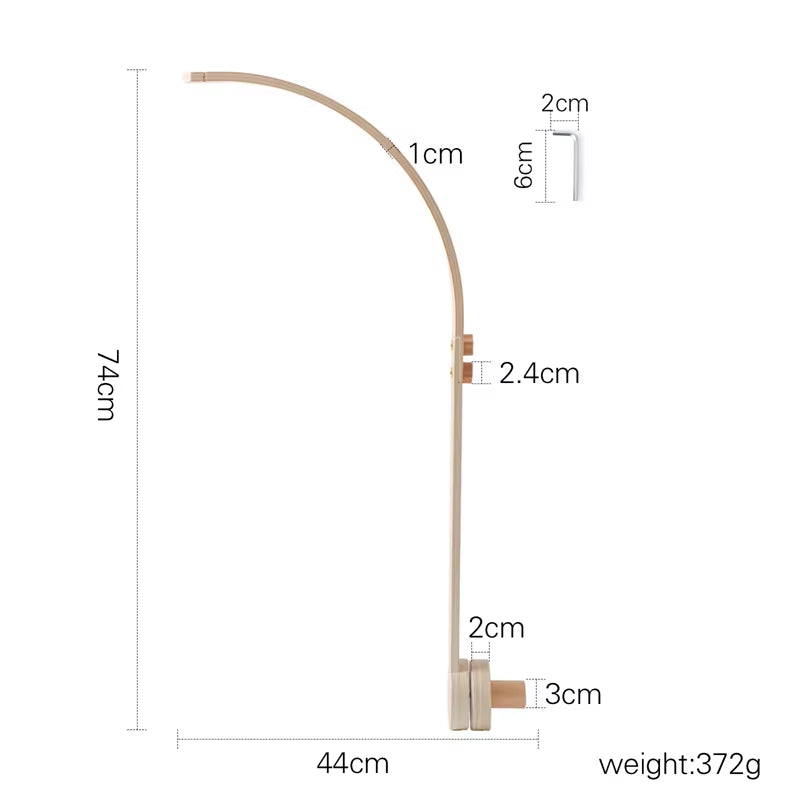 Baby Wooden Bed Bell Bend Bracket Mobile Hanging Rattles Toys Newborn Music Box Holder Bracket Infant Crib Toy Arm Bracket Gifts