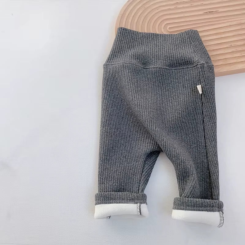 Baby Leggings Toddler High Waist Fleece Thermal Trousers Infant Solid Color Pants