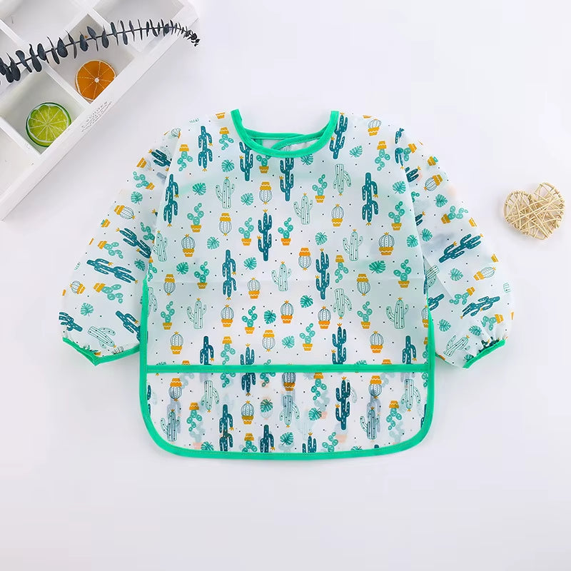 Waterproof Full Sleeve Baby Bibs Children Apron Long Sleeve Feeding Smock Kids Eating Breastplate Infant Scarf Clothing
