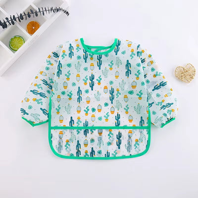 Waterproof Full Sleeve Baby Bibs Children Apron Long Sleeve Feeding Smock Kids Eating Breastplate Infant Scarf Clothing