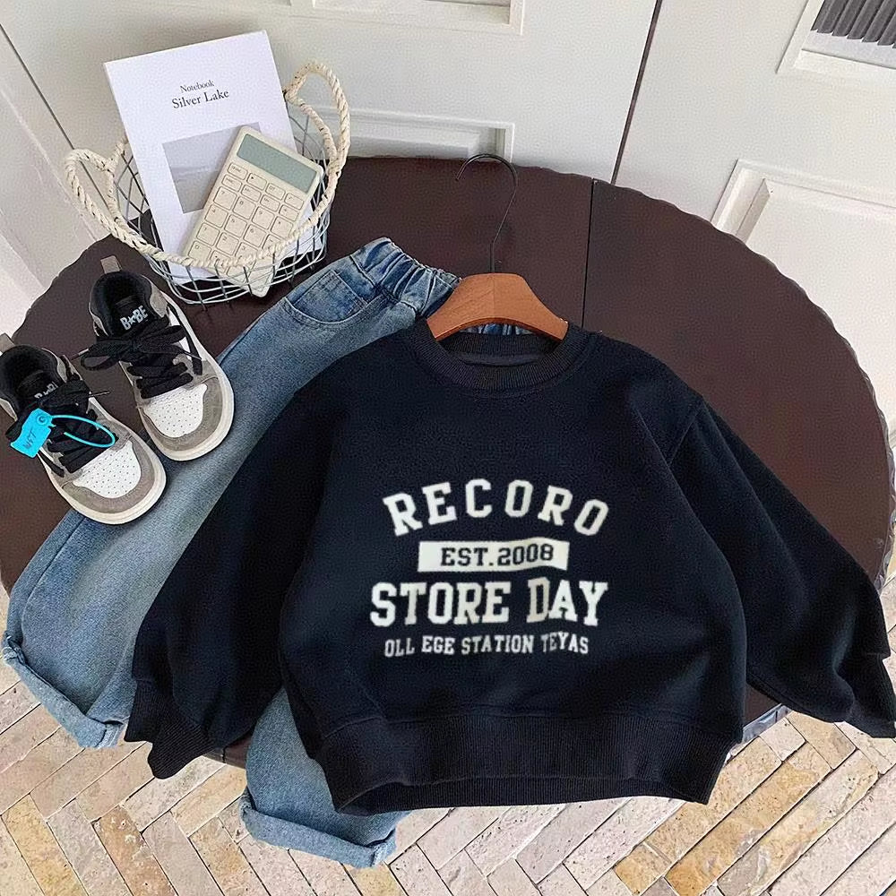 Printed Letters Children Autumn Sweatshirt Korean Style Loose Fashion Kids Clothing Long Sleeve Tops Pullover O-Neck Hoodie 1-6Y