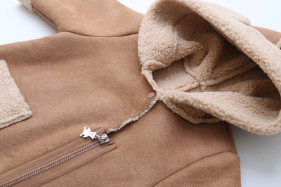 0-2Y Winter Baby Boys Clothes Fur Hoodie Girls Jumpsuits Fleece Lining Baby Rompers Windy Break Infant Outfit