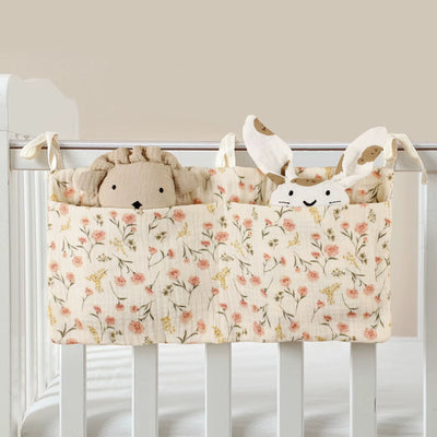 Baby Crib Organizer Cot Caddy Bed Storage Bag 2 Pockets Bedside Hanging Diaper Nursery Toys Bag Diapers Stroller Organize