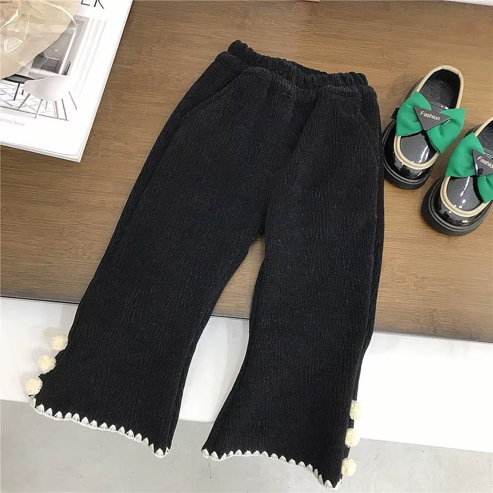 Girls' Flannel Cotton Coat Autumn and Winter Styles, Children'S Retro Buckle Korean Version Yarn Collar Cotton Clothing Trend