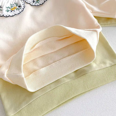 2024 Autumn Children'S Clothing Set 0-4Y Girls Embroider Doll Collar Hoodies Suit Kid'S Pullover and Pants 2Pcs