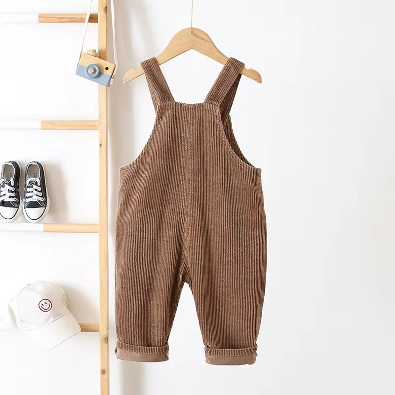 Baby Overalls Corduroy Jumpsuits Front Pocket Boys Pants 0-3 Y Kids Clothes