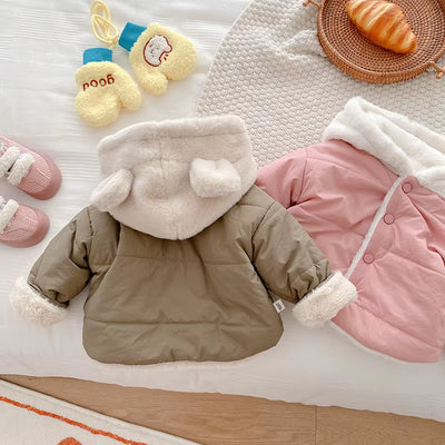 MILANCE Winter Baby Girls Clothes Fur Lining Hoodie Jacket Cotton Fleece Boys Coat