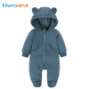 Solid Color Newborn Baby Boy Clothes Long Sleeve Hooded Zipper Baby Clothes Girls Footies Winter Warm Infant Clothing 3-24Months