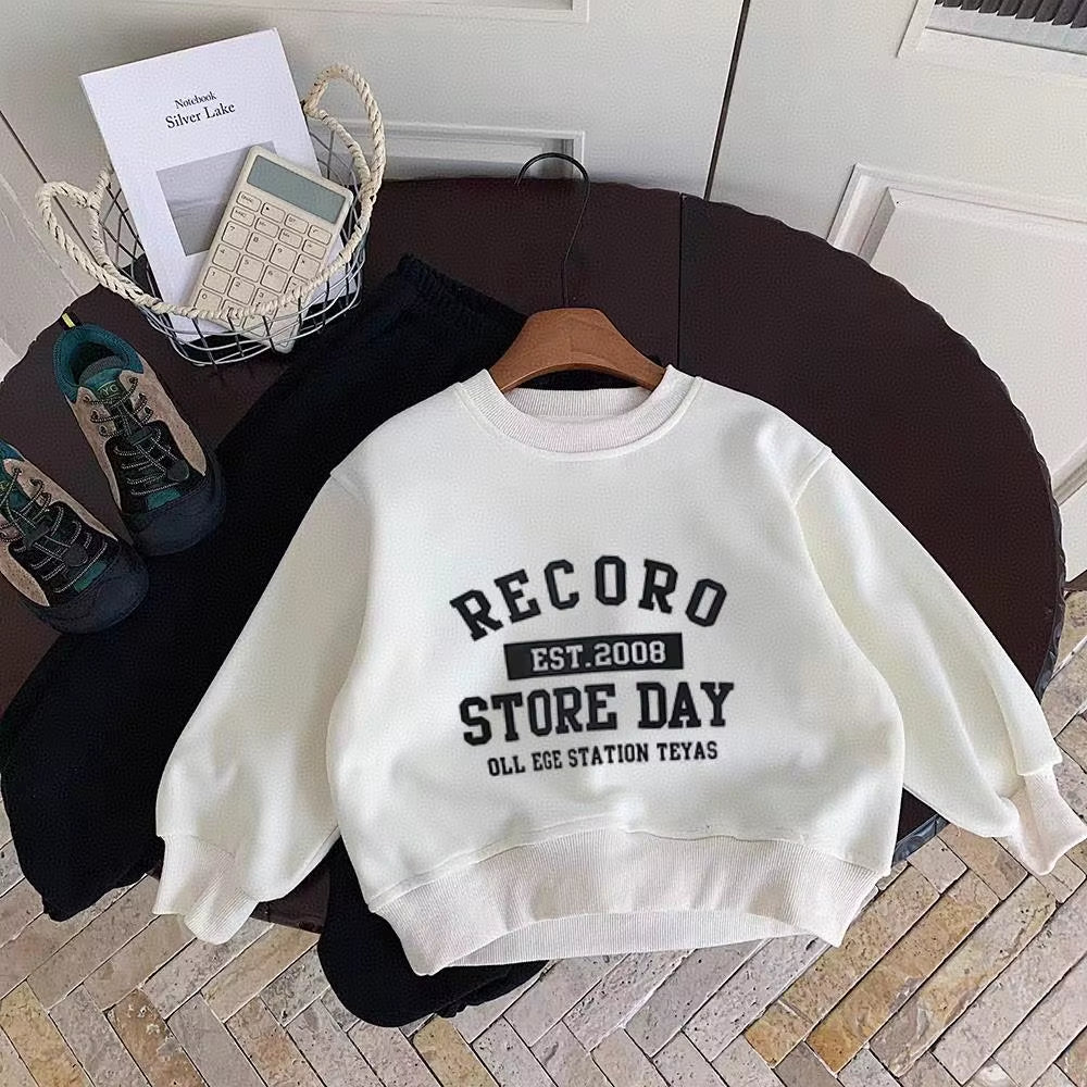 Printed Letters Children Autumn Sweatshirt Korean Style Loose Fashion Kids Clothing Long Sleeve Tops Pullover O-Neck Hoodie 1-6Y