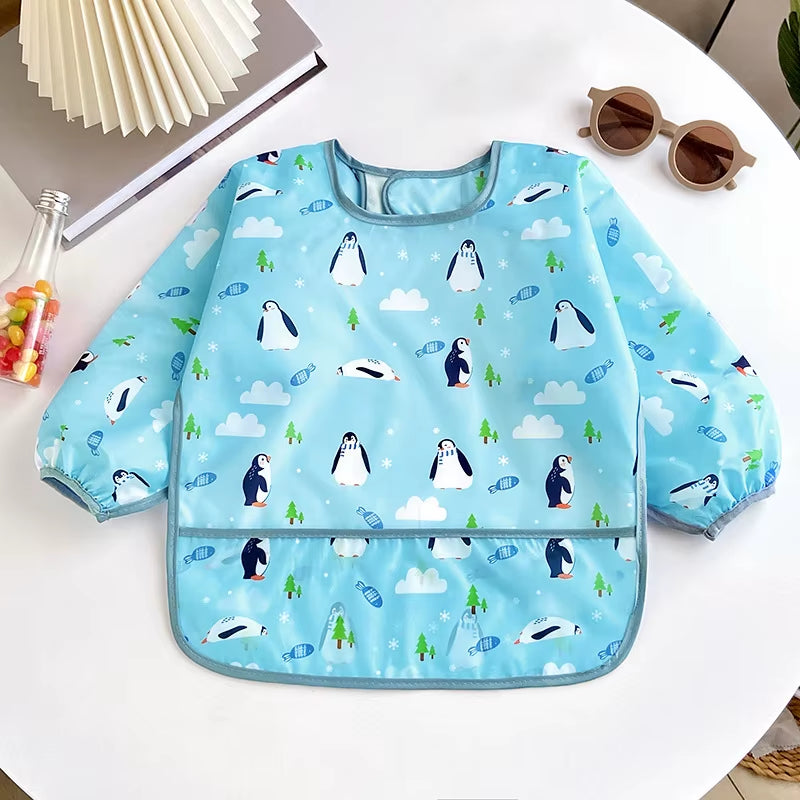 Waterproof Full Sleeve Baby Bibs Children Apron Long Sleeve Feeding Smock Kids Eating Breastplate Infant Scarf Clothing