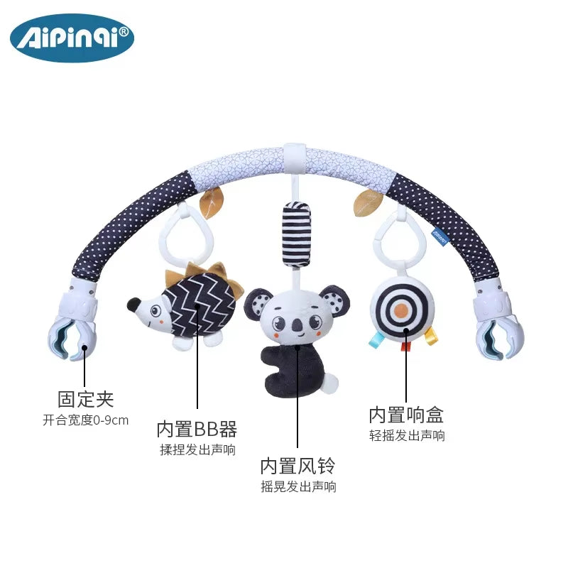 Infant Baby Stroller Arch Toy Play Bar Fun Newborns Sensory Activity Adjustable for Bouncers and Car Safe Seat Bed Hanging Toys