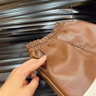 New Girls Set Autumn Collection 2024 Stylish Leather Jacket Short Skirt Childrens Wear Two Piece Set