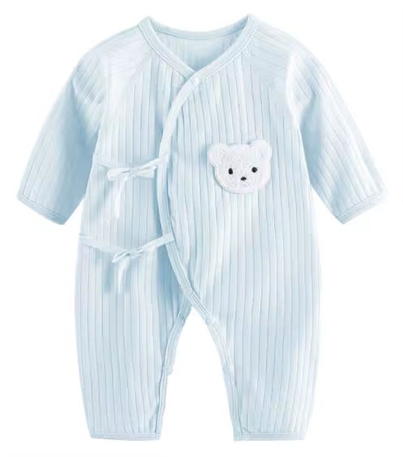 Boys Girls One Piece Outfit 100% Cotton Newborn Baby Long Sleeve Romper Infant Solid Knitting Thin Jumpsuit for Seasons