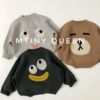 4604 Children Cartoon Sweaters 2024 Autumn Korean Baby Boy'S Knitted Sweater Fashion Cotton Pullovers