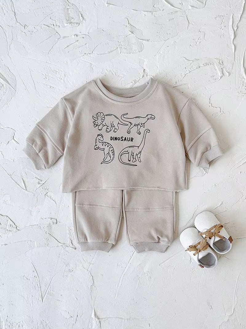 New Autumn Baby Clothes Set 1-18M Cartoon Dinosaur Toddler Girls Hoodie +Pants Cute Loose Korean Version Infant Outfit