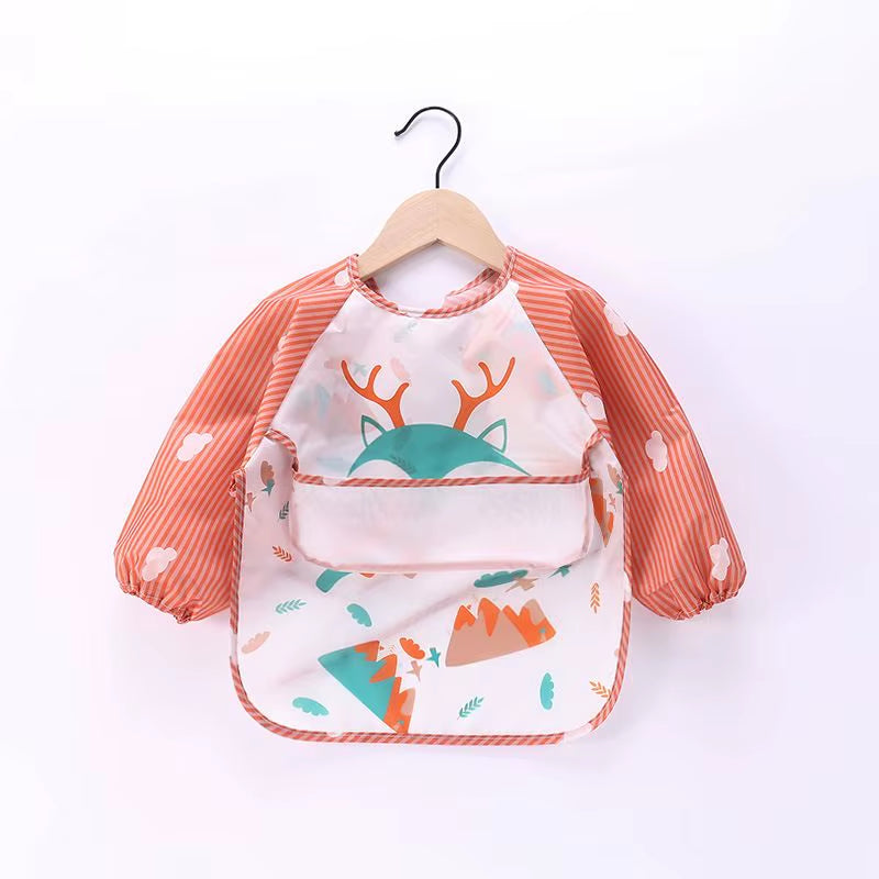 Waterproof Full Sleeve Baby Bibs Children Apron Long Sleeve Feeding Smock Kids Eating Breastplate Infant Scarf Clothing